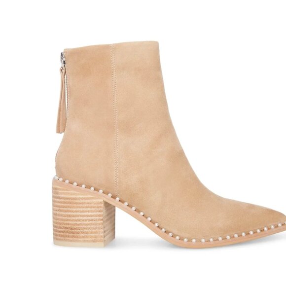Steve Madden Suede Aquarius Booties with Pearl Stud Trim - Picture 1 of 9